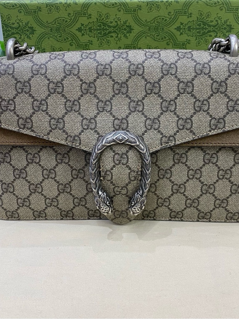 ♥️Gucci Beige Dark Brown Monogram Dionysus Medium Shoulder Bag ♥️